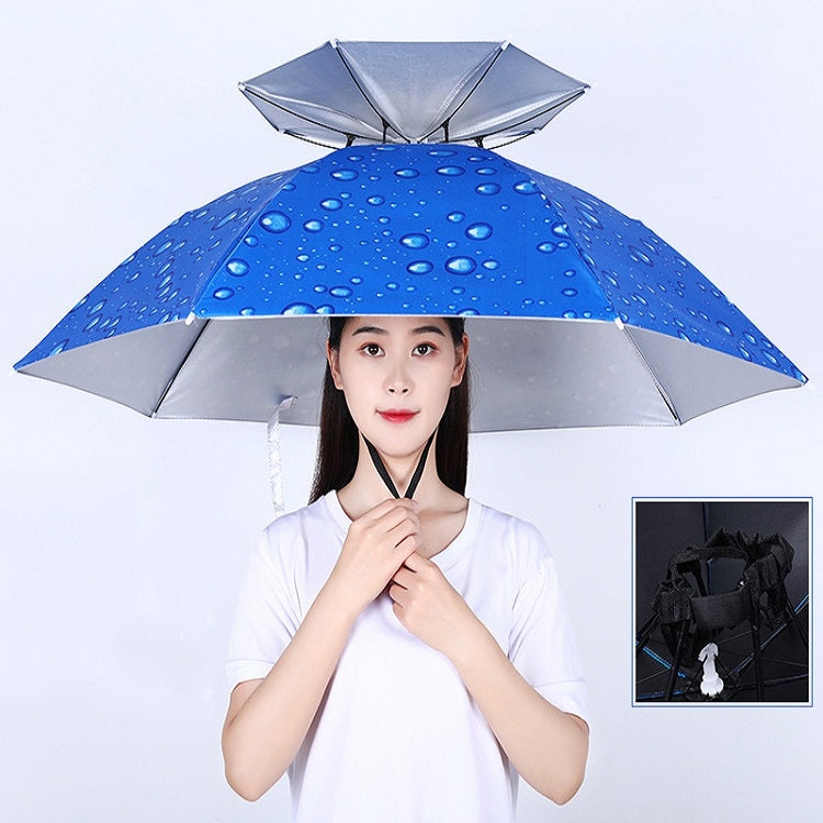 Double-layer Fishing Umbrella Hat Outdoor Sunscreen And Rainproof Folding Umbrella Hat, 95 Blue (Elastic Band), 95 Silver (Elastic Band), 95 Blue (Rubber Sleeve), 95 Silver (Rubber Sleeve), 80 Blue, 80 Camellia, 95 Blue Vinyl (Rubber Sleeve)           ...