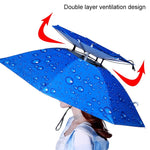 Double-layer Fishing Umbrella Hat Outdoor Sunscreen And Rainproof Folding Umbrella Hat, 95 Blue (Elastic Band), 95 Silver (Elastic Band), 95 Blue (Rubber Sleeve), 95 Silver (Rubber Sleeve), 80 Blue, 80 Camellia, 95 Blue Vinyl (Rubber Sleeve)           ...