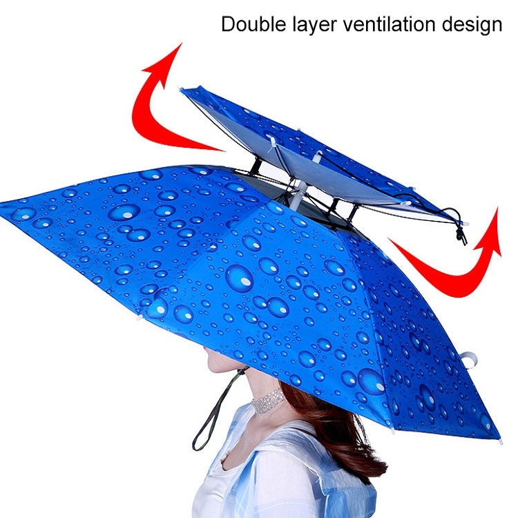 Double-layer Fishing Umbrella Hat Outdoor Sunscreen And Rainproof Folding Umbrella Hat, 95 Blue (Elastic Band), 95 Silver (Elastic Band), 95 Blue (Rubber Sleeve), 95 Silver (Rubber Sleeve), 80 Blue, 80 Camellia, 95 Blue Vinyl (Rubber Sleeve)           ...