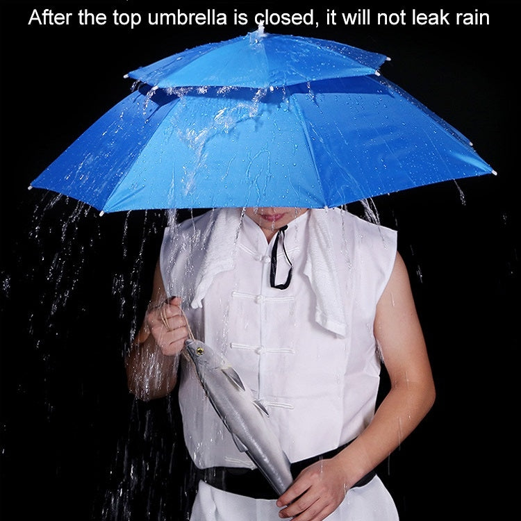 Double-layer Fishing Umbrella Hat Outdoor Sunscreen And Rainproof Folding Umbrella Hat, 95 Blue (Elastic Band), 95 Silver (Elastic Band), 95 Blue (Rubber Sleeve), 95 Silver (Rubber Sleeve), 80 Blue, 80 Camellia, 95 Blue Vinyl (Rubber Sleeve)           ...