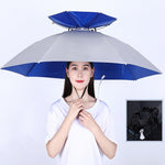 Double-layer Fishing Umbrella Hat Outdoor Sunscreen And Rainproof Folding Umbrella Hat, 95 Blue (Elastic Band), 95 Silver (Elastic Band), 95 Blue (Rubber Sleeve), 95 Silver (Rubber Sleeve), 80 Blue, 80 Camellia, 95 Blue Vinyl (Rubber Sleeve)           ...