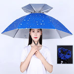 Double-layer Fishing Umbrella Hat Outdoor Sunscreen And Rainproof Folding Umbrella Hat, 95 Blue (Elastic Band), 95 Silver (Elastic Band), 95 Blue (Rubber Sleeve), 95 Silver (Rubber Sleeve), 80 Blue, 80 Camellia, 95 Blue Vinyl (Rubber Sleeve)           ...