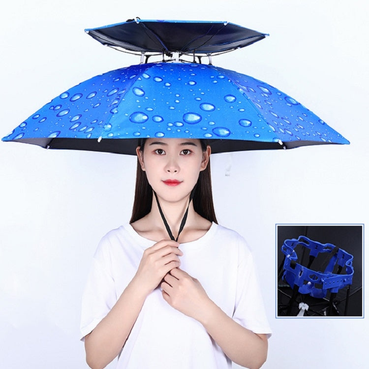 Double-layer Fishing Umbrella Hat Outdoor Sunscreen And Rainproof Folding Umbrella Hat, 95 Blue (Elastic Band), 95 Silver (Elastic Band), 95 Blue (Rubber Sleeve), 95 Silver (Rubber Sleeve), 80 Blue, 80 Camellia, 95 Blue Vinyl (Rubber Sleeve)           ...