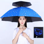 Double-layer Fishing Umbrella Hat Outdoor Sunscreen And Rainproof Folding Umbrella Hat, 95 Blue (Elastic Band), 95 Silver (Elastic Band), 95 Blue (Rubber Sleeve), 95 Silver (Rubber Sleeve), 80 Blue, 80 Camellia, 95 Blue Vinyl (Rubber Sleeve)           ...