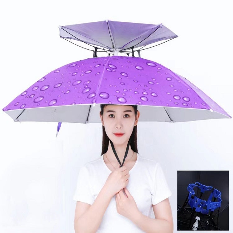Double-layer Fishing Umbrella Hat Outdoor Sunscreen And Rainproof Folding Umbrella Hat, 95 Blue (Elastic Band), 95 Silver (Elastic Band), 95 Blue (Rubber Sleeve), 95 Silver (Rubber Sleeve), 80 Blue, 80 Camellia, 95 Blue Vinyl (Rubber Sleeve)           ...