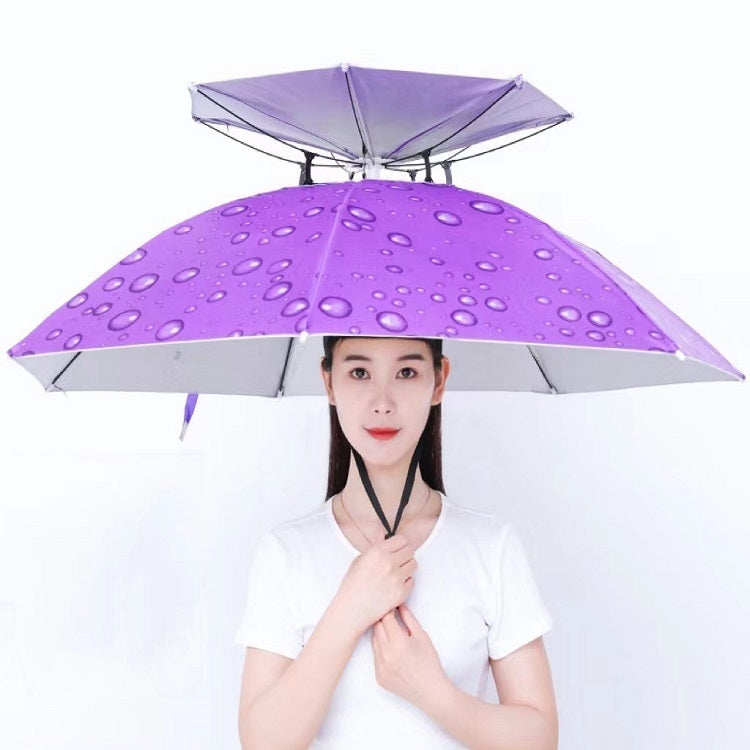 Double-layer Fishing Umbrella Hat Outdoor Sunscreen And Rainproof Folding Umbrella Hat, 95 Blue (Elastic Band), 95 Silver (Elastic Band), 95 Blue (Rubber Sleeve), 95 Silver (Rubber Sleeve), 80 Blue, 80 Camellia, 95 Blue Vinyl (Rubber Sleeve)           ...