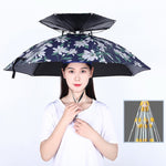 Double-layer Fishing Umbrella Hat Outdoor Sunscreen And Rainproof Folding Umbrella Hat, 95 Blue (Elastic Band), 95 Silver (Elastic Band), 95 Blue (Rubber Sleeve), 95 Silver (Rubber Sleeve), 80 Blue, 80 Camellia, 95 Blue Vinyl (Rubber Sleeve)           ...