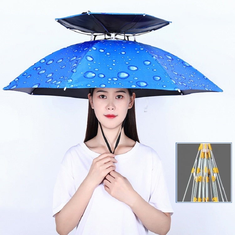 Double-layer Fishing Umbrella Hat Outdoor Sunscreen And Rainproof Folding Umbrella Hat, 95 Blue (Elastic Band), 95 Silver (Elastic Band), 95 Blue (Rubber Sleeve), 95 Silver (Rubber Sleeve), 80 Blue, 80 Camellia, 95 Blue Vinyl (Rubber Sleeve)           ...