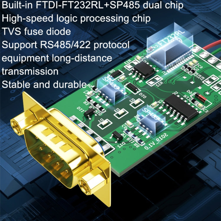 DTECH DT-5119 0.5m USB To RS485/422 Industrial Converter Serial Line Communication Adapter, DT-5119 0.5m