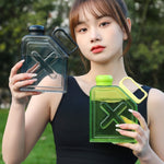 Square Fitness Sports Large Capacity Plastic Water Cup with Handle, Square Red, Square Purple, Square Green, Square Blue, Square Black