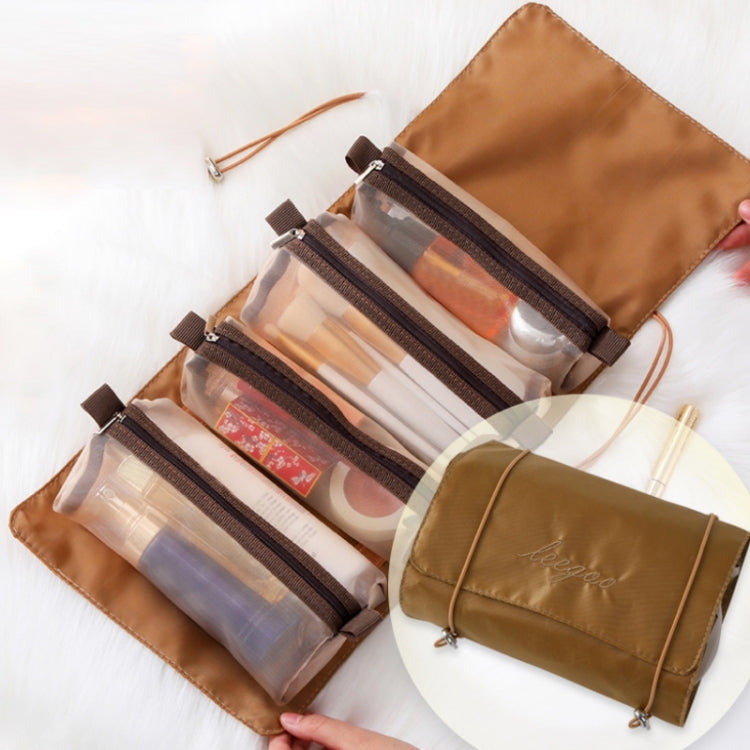 4-in-1 Reise-Kosmetiktasche aus wasserdichtem Netzgewebe für Damen, erhältlich in Rot, Grün, Schwarz, Violett, Khaki und Kirschrosa