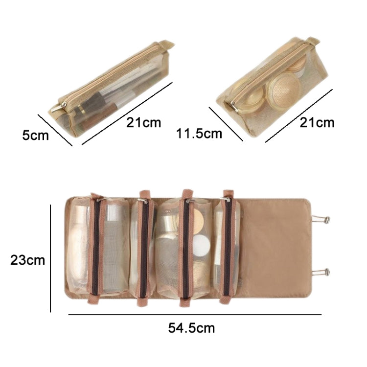 4-in-1 Reise-Kosmetiktasche aus wasserdichtem Netzgewebe für Damen, erhältlich in Rot, Grün, Schwarz, Violett, Khaki und Kirschrosa