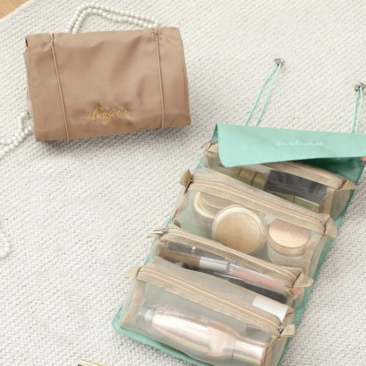 4-in-1 Reise-Kosmetiktasche aus wasserdichtem Netzgewebe für Damen, erhältlich in Rot, Grün, Schwarz, Violett, Khaki und Kirschrosa