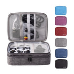 5 Inch Multifunctional Electronic Digital Earphone Power Cord Storage Bag, Purple, Black, Wine Red, Dark Gray, Green, Lake Blue