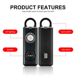 Anti-wolf Alarm Rechargeable Female Student Self-defense Keychain, Rechargeable White, Rechargeable Black