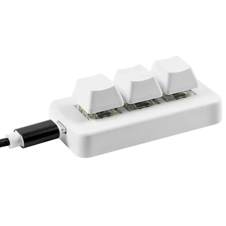 MK321 3 Keys Custom Keys Game Office PS Clip Macro Programming Keypad, Cable Length: 1.5m, White, Black