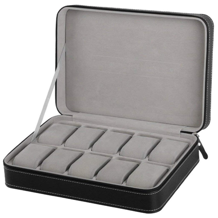 10 Bit Zipper Watch Box Storage Display Box PU Zipper Bag Watch Box, 10 Bit