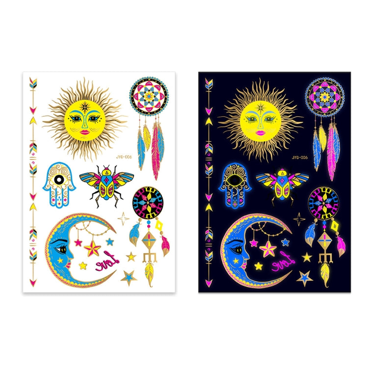 2 PCS Fluorescent Bronzing Waterproof Tattoo Stickers, JYG-001, JYG-002, JYG-003, JYG-004, JYG-005, JYG-006, JYG-007, JYG-008