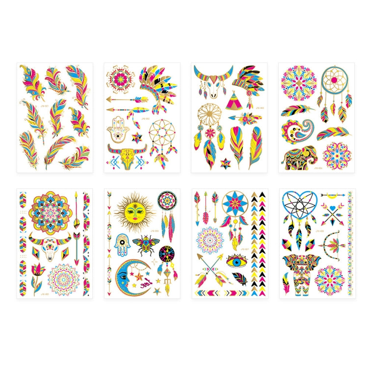 2 PCS Fluorescent Bronzing Waterproof Tattoo Stickers, JYG-001, JYG-002, JYG-003, JYG-004, JYG-005, JYG-006, JYG-007, JYG-008