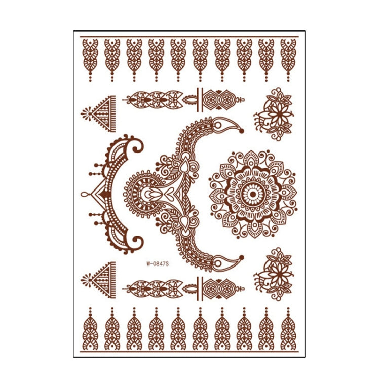 5 PCS Semi Permanent Brown Red Waterproof Lace Tattoo Sticker, 208 x 148mm