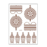 5 PCS Semi Permanent Brown Red Waterproof Lace Tattoo Sticker, 208 x 148mm