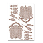 5 PCS Semi Permanent Brown Red Waterproof Lace Tattoo Sticker, 208 x 148mm