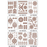 5 PCS Semi Permanent Brown Red Waterproof Lace Tattoo Sticker, 208 x 148mm