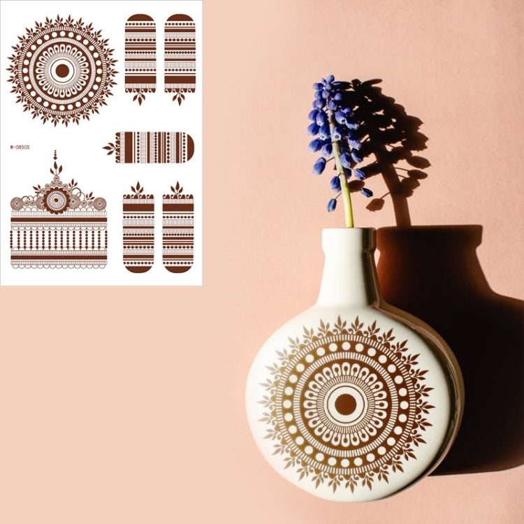 5 PCS Semi Permanent Brown Red Waterproof Lace Tattoo Sticker, 208 x 148mm