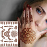 5 PCS Semi Permanent Brown Red Waterproof Lace Tattoo Sticker, 208 x 148mm