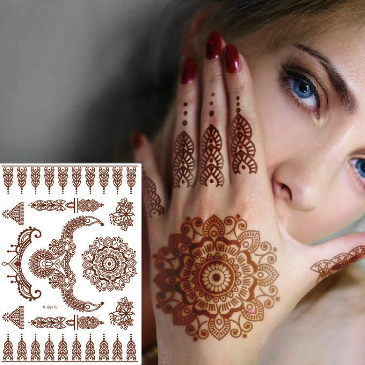 5 PCS Semi Permanent Brown Red Waterproof Lace Tattoo Sticker, 208 x 148mm