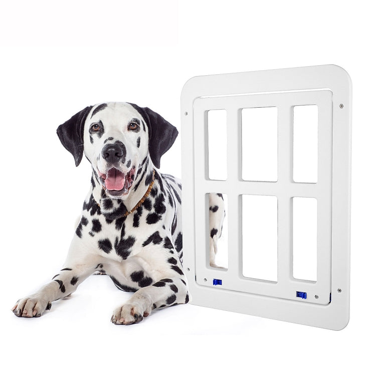 Pet Plaid Door For Screen Window Door Hole With Automatic Closure Lockable, 34cmx 44cm White