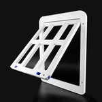 Porte à carreaux pour animaux de compagnie pour fenêtre moustiquaire avec trou de porte et fermeture automatique verrouillable