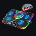 CoolCold  Five Fans 2 USB Ports Laptop Cooler Gaming Notebook Cool Stand,Version:, Touch Symphony Blue