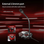 JK Omni-directional Pick-up Microphone Built-in Sound Card  Flexible Gaming Mic, 3.5mm, USB