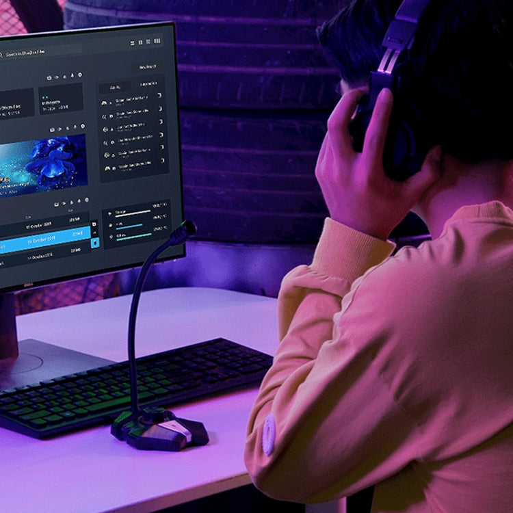 JK Omni-directional Pick-up Microphone Built-in Sound Card  Flexible Gaming Mic, 3.5mm, USB