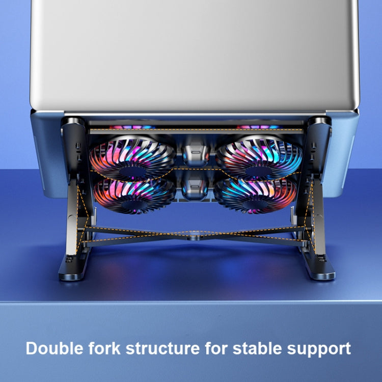 Laptop Radiator Bracket Folding Storage Air-cooled Cooling Base,Style:, Double Fan, Four Fan