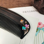 Sandalwood Comb Mother of Pearl Inlay Art Painted Comb
