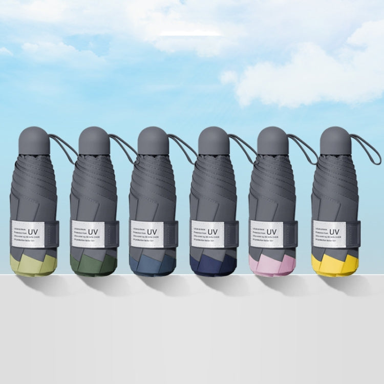 LY-0621 Five-Fold Six-bone Umbrella Simple Black Glue Sunscreen Umbrella, Six-bone Turmeric, Six-bone Midsummer Pink, Six-bone Haze Blue, Six-bone Matcha Green, Six-bone Navy, Six-bone Ink Green