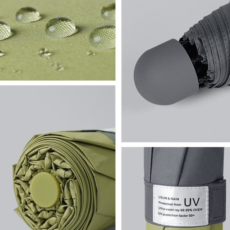 LY-0621 Five-Fold Six-bone Umbrella Simple Black Glue Sunscreen Umbrella, Six-bone Turmeric, Six-bone Midsummer Pink, Six-bone Haze Blue, Six-bone Matcha Green, Six-bone Navy, Six-bone Ink Green