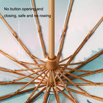 Retro Tri-Fold Wooden Handle 16-Bone Folding Sunscreen Parasol, Yunchun Tree, Sunset Mountains, Jiangnan Yi, Ao Hanmei, Chrysanthemum City