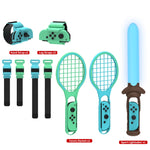 DOBE TNS-2123 Sports Lightsaber + Leg Strap + Tennis Racket + Wrist Strap 7 In 1 Sports Set For Nintendo Switch, DOBE 7 In 1