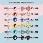 Anti-Lost Printed Bow Pet Collar with Bell for AirTag 2nd Gen / AirTag 1st Gen, Yellow, Blue, Pink, Deep Blue, Orange, Mint Green