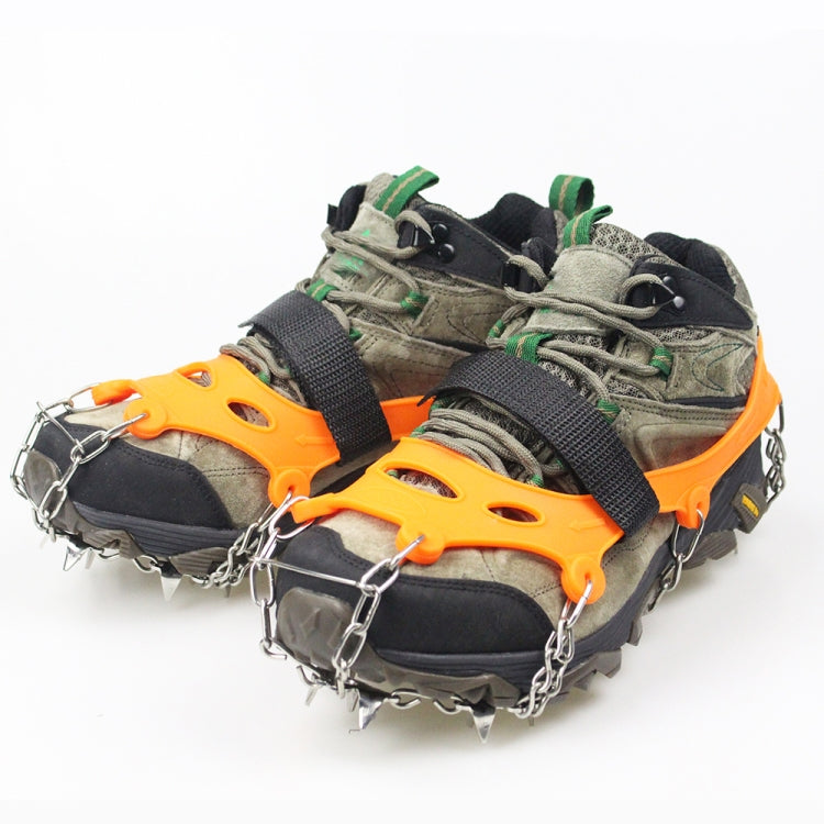 1 Pair  23 Spikes Crampons Outdoor Winter Walk Ice Fishing Snow Shoe Spikes,Size:, M Orange, L Orange, XL Orange, M Black, L Black, XL  Black