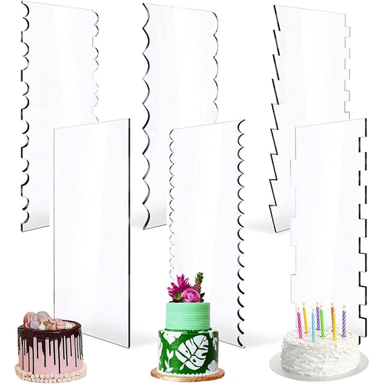 6 In 1 Clear Acrylic Cake Scraper Smoothing Tool Set, 6 In 1