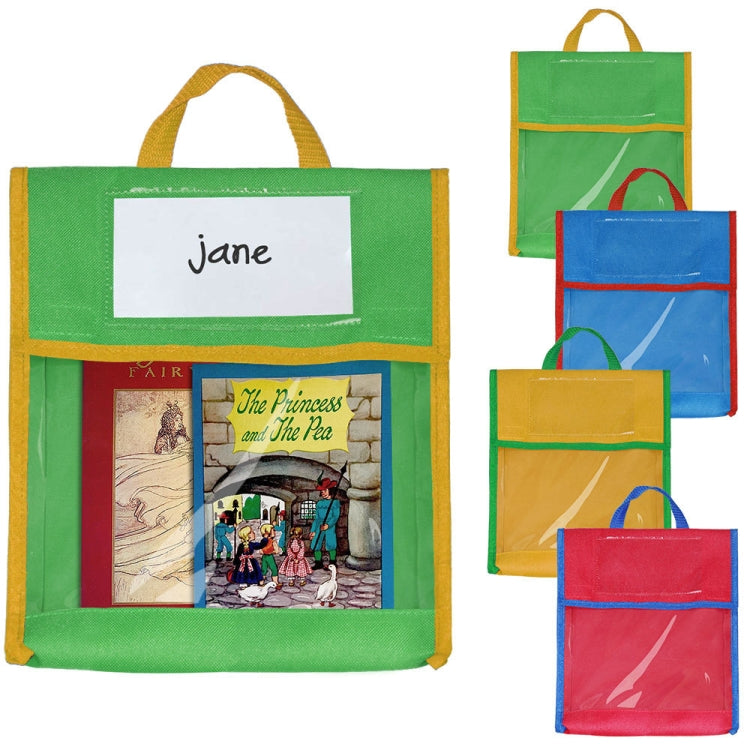 BG20080815 School Children Tote Book Bag Toy Handbag, Yellow, Green, Blue, Red