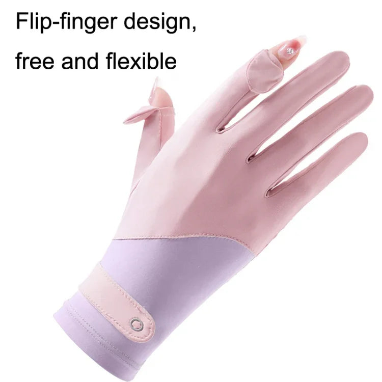 FSN02 1pair UV Resistant Ice Silk Breathable Cool Non-Slip Cycling Driving Thin Gloves, Free Code