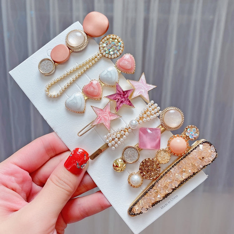 Alloy Colorful Hairpin Headgear Pearl Rhinestone Clip Set, 8PCS/Set Heavy Work, 8PCS/Set Cherry, 8PCS/Set Pink Cherry, 8PCS/Set Starfish, 7PCS/Set Mermaid, 4PCS/Set Light Blue, 6PCS/Set Purple, 6PCS/Set Fresh Green, 8PCS/Set Yellow, 7PCS/Set Yellow Hea...
