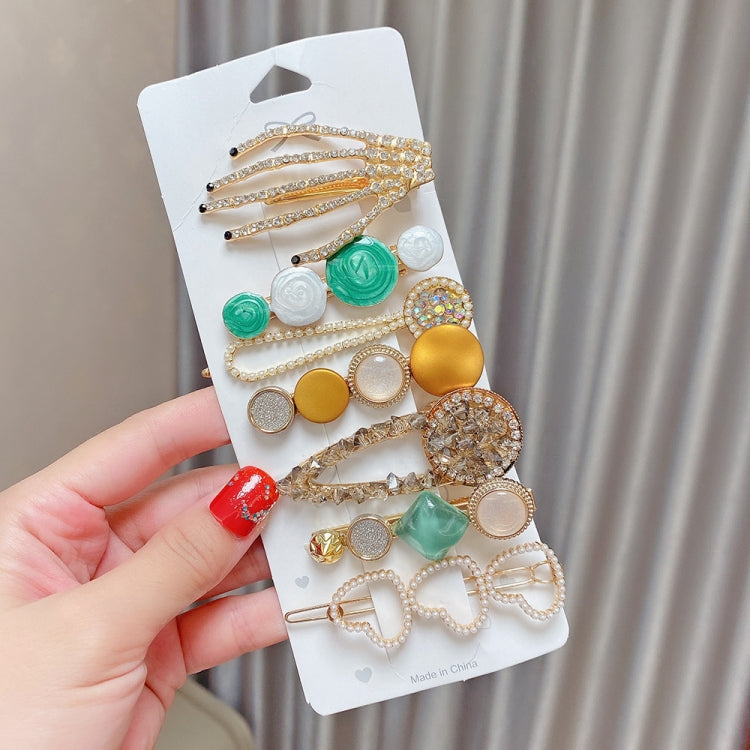 Alloy Colorful Hairpin Headgear Pearl Rhinestone Clip Set, 8PCS/Set Heavy Work, 8PCS/Set Cherry, 8PCS/Set Pink Cherry, 8PCS/Set Starfish, 7PCS/Set Mermaid, 4PCS/Set Light Blue, 6PCS/Set Purple, 6PCS/Set Fresh Green, 8PCS/Set Yellow, 7PCS/Set Yellow Hea...