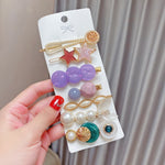Alloy Colorful Hairpin Headgear Pearl Rhinestone Clip Set, 8PCS/Set Heavy Work, 8PCS/Set Cherry, 8PCS/Set Pink Cherry, 8PCS/Set Starfish, 7PCS/Set Mermaid, 4PCS/Set Light Blue, 6PCS/Set Purple, 6PCS/Set Fresh Green, 8PCS/Set Yellow, 7PCS/Set Yellow Hea...