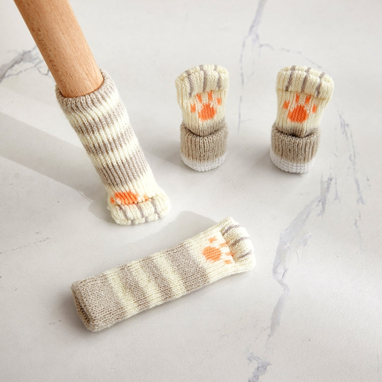 1 Set Double Knit Wear-Resisting Table Stool Leg Mute Protective Cover, Brown, Light Gray, Deep Gray, Black, Flower Brown, White, Light Coffee